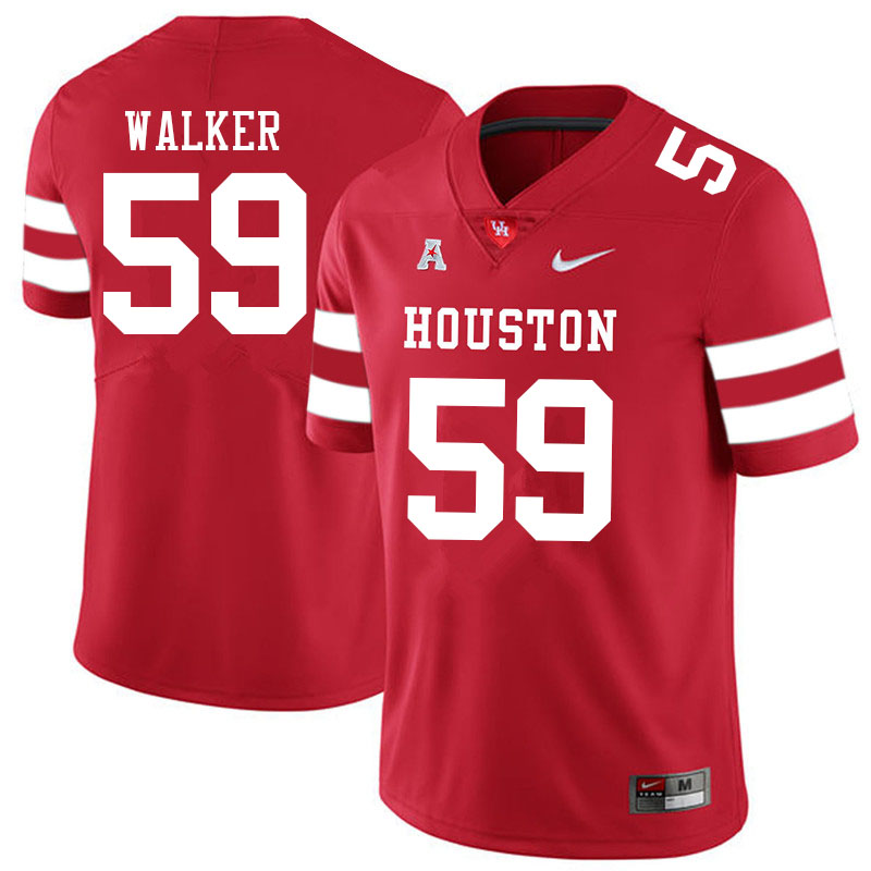 Men #59 Carson Walker Houston Cougars College Football Jerseys Sale-Red